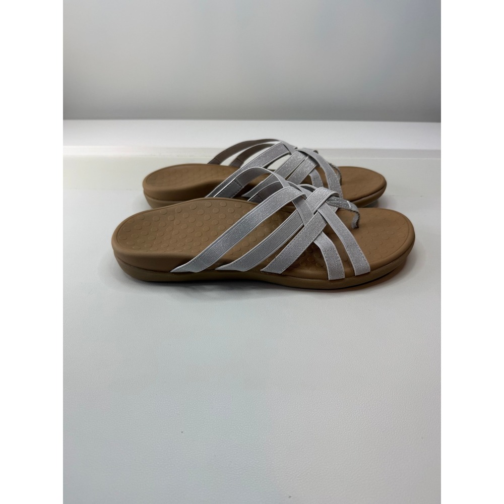 Vionic Tia Silver Metallic Strappy Orthotic Thong Sandals Womens 12 NEW - Picture 6 of 7
